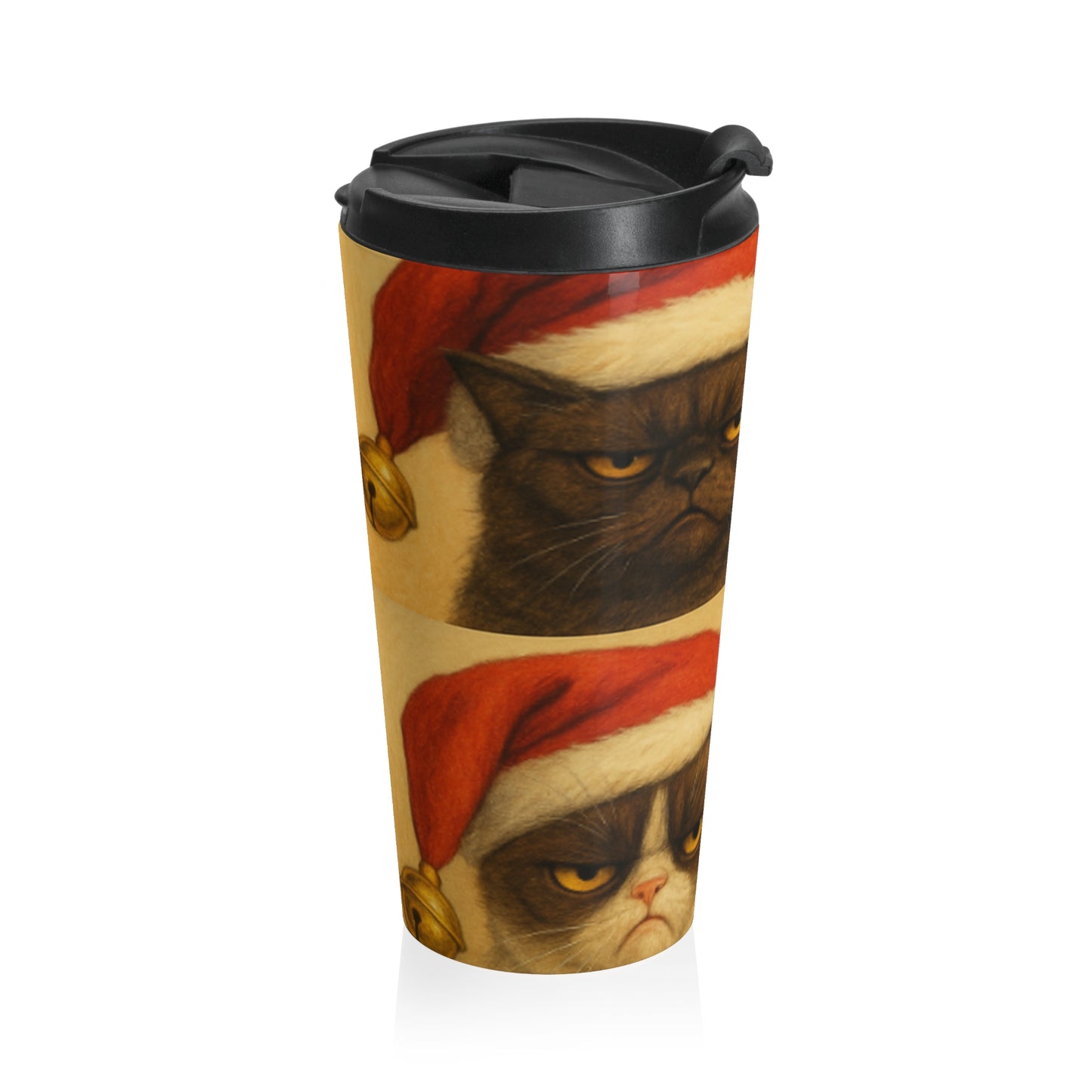 Festive Cat Travel Mug, Christmas Coffee Cup, Holiday Kitty Gift, Unique Travel Mug for Cat Lovers, Funny Pet Mug