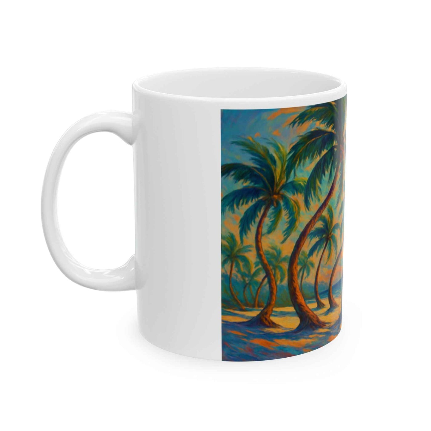 Tropical Paradise Ceramic Mug, Beach Decor, Gift for Coffee Lovers, Summer Vibes, Unique Kitchenware, Ocean Theme Accessories