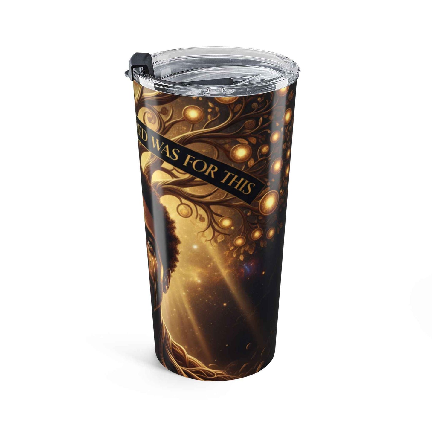 20oz Inspirational Tumbler — "I Endured" Black Man Portrait, Gold Regal Design