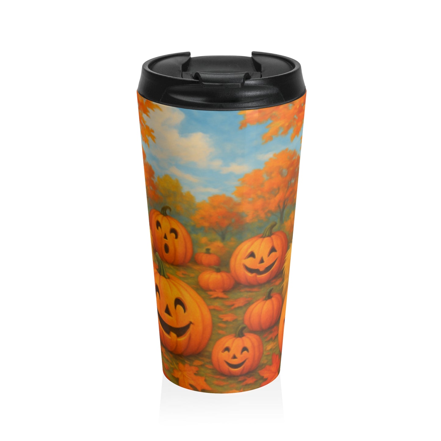 Pumpkin Halloween Travel Mug - Boo-tiful Design, Coffee Cup Gift for Fall, Trick or Treat Accessory, Autumn Vibes, Party Favor
