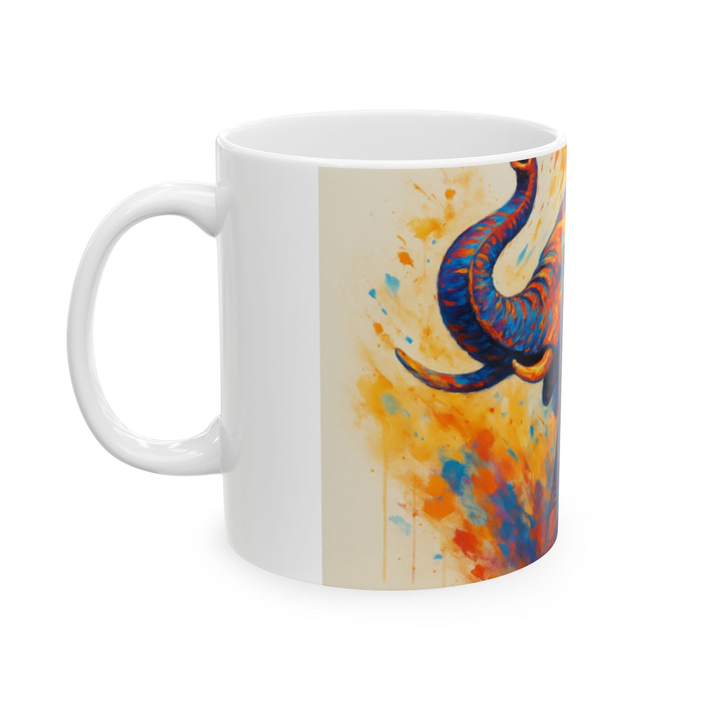 Vibrant Elephant Ceramic Mug - Colorful Coffee Cup, Elephant Gift, Animal Lover Mug, Art Mug, Unique Home Decor  Digital Art