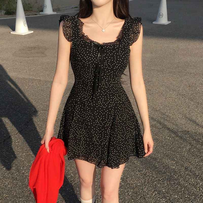 Ladies Bow Waist-tight Small Size Dress