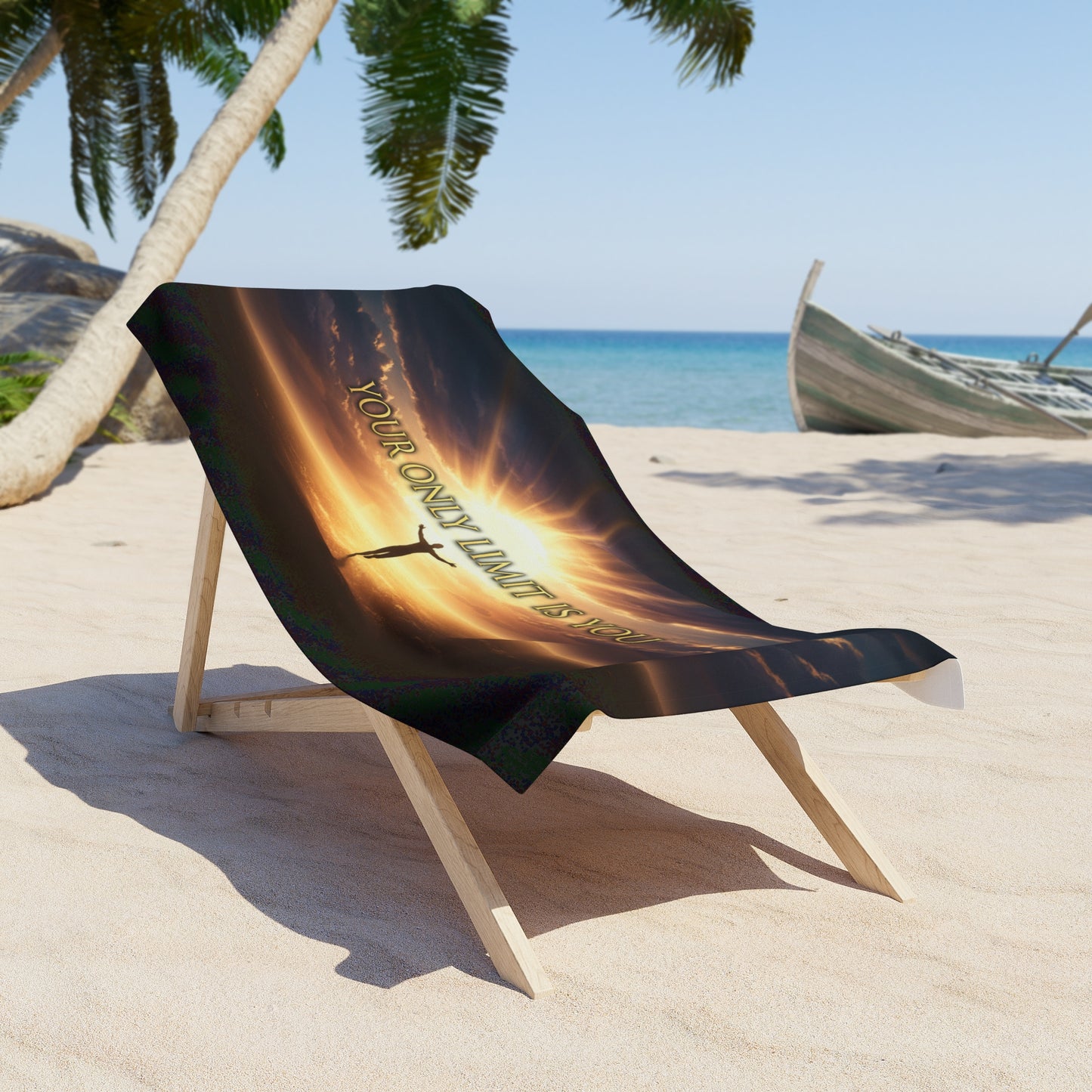 Inspirational Beach Towel — "Your Only Limit Is You" Sunrise Motivational Design