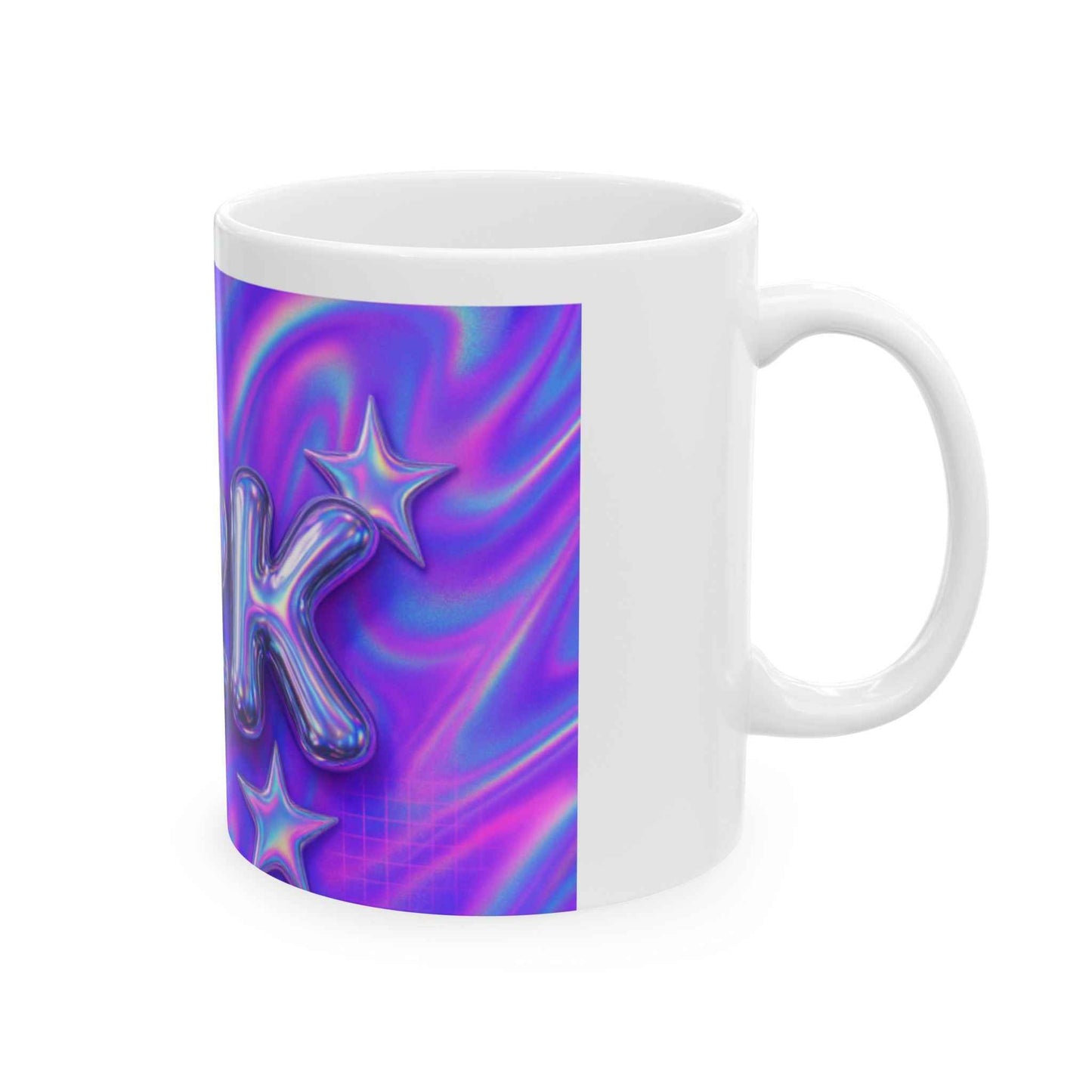 Y2K Aesthetic Ceramic Mug, Retro Coffee Cup, Trendy Drinkware, Nostalgic Gift, Purple Pastel Mug