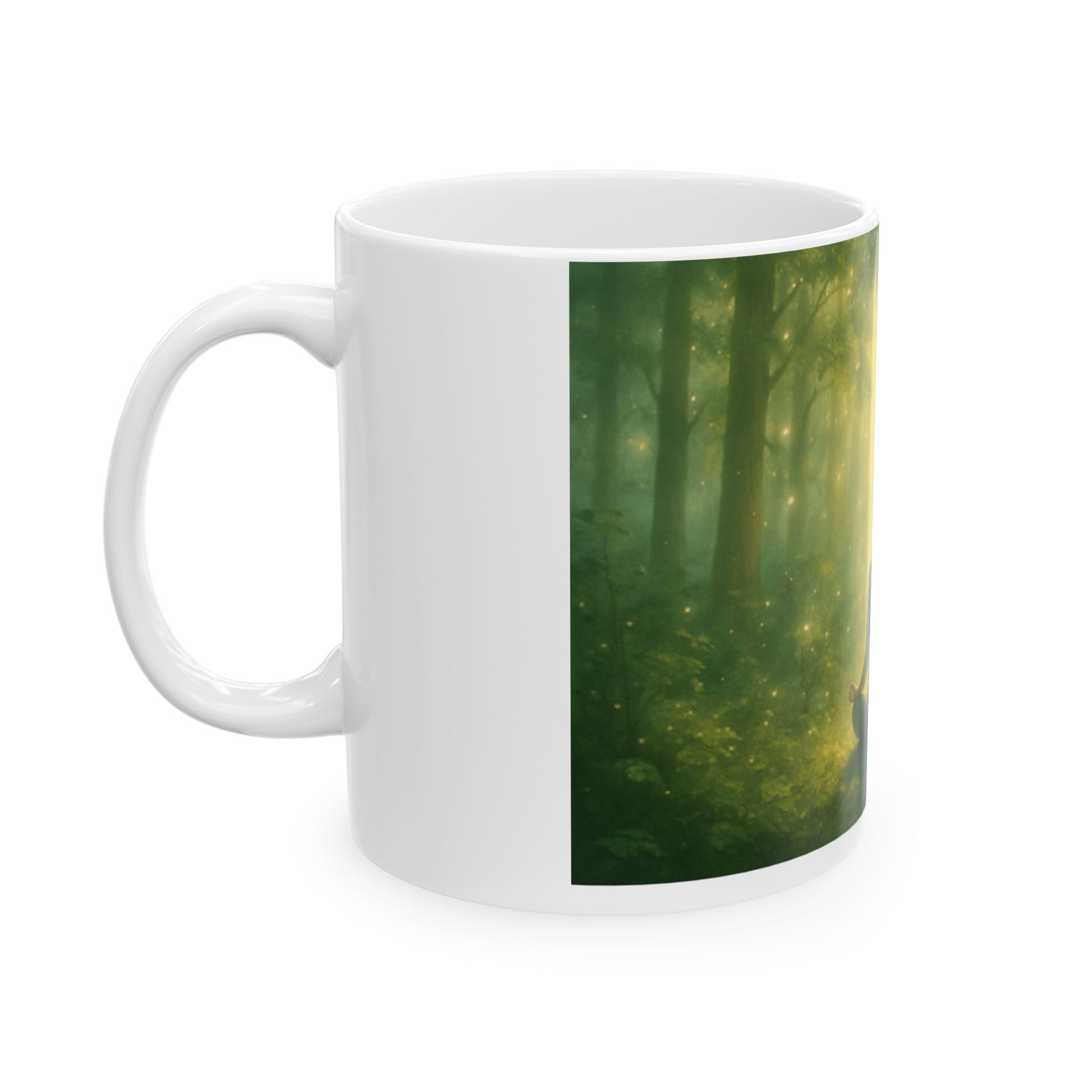 Meditative Forest Ceramic Mug - Mindfulness Gift for Yoga Lovers, Nature Lovers, Home Decor, Tea/Coffee Cup, Cozy Vibes  Digital Art