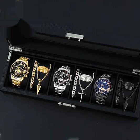 12-set Men's Watches Fashionable Multi-color Assortment Of Quartz Men's Watches