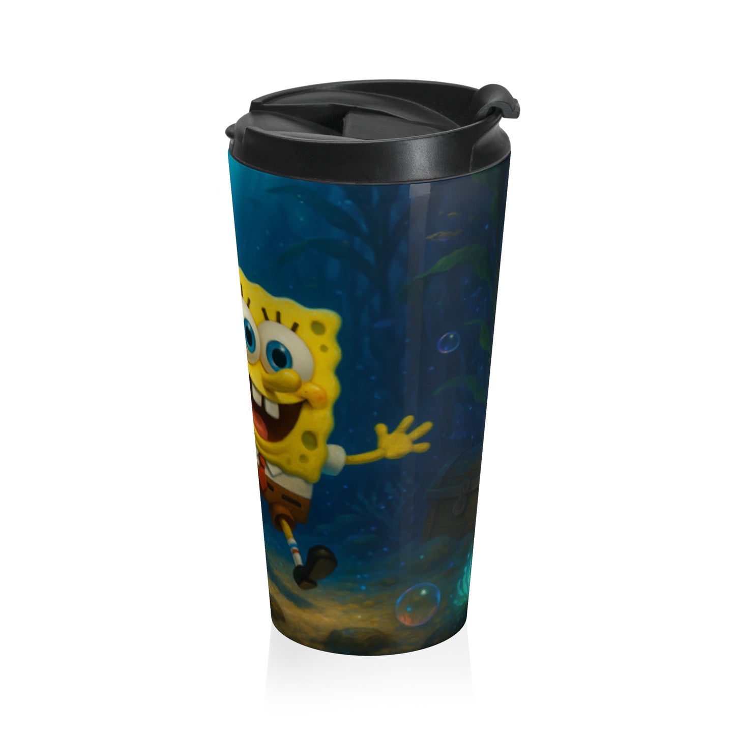 SpongeBob Adventure Travel Mug, Stainless Steel Coffee Cup, Fun Kids Gift, Beach Theme Mug, Cartoon Character Travel Tumbler