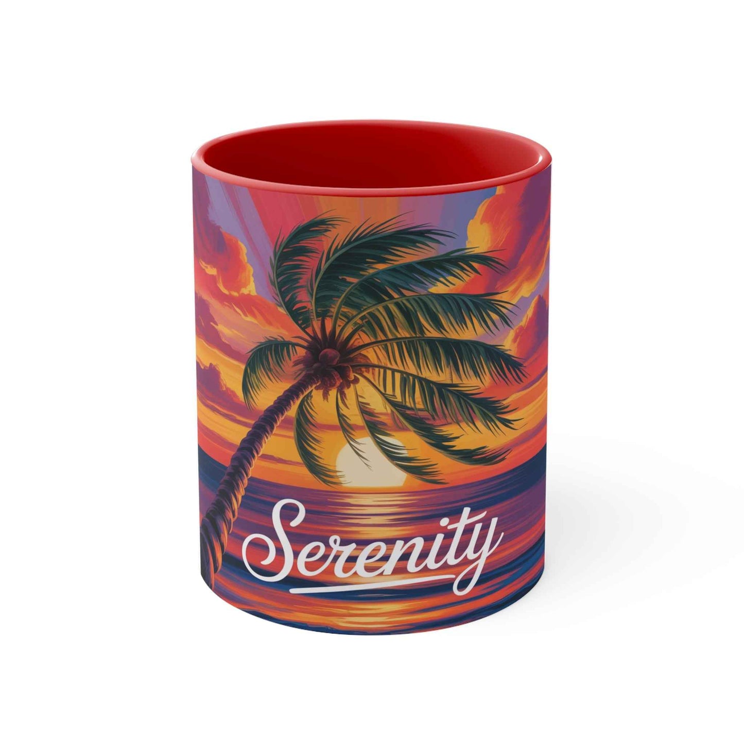 Serenity Sunset Accent Mug | Tropical Coffee Cup, Relaxation Gift, Beach Lover's Mug, Summer Decor, Gift for Her