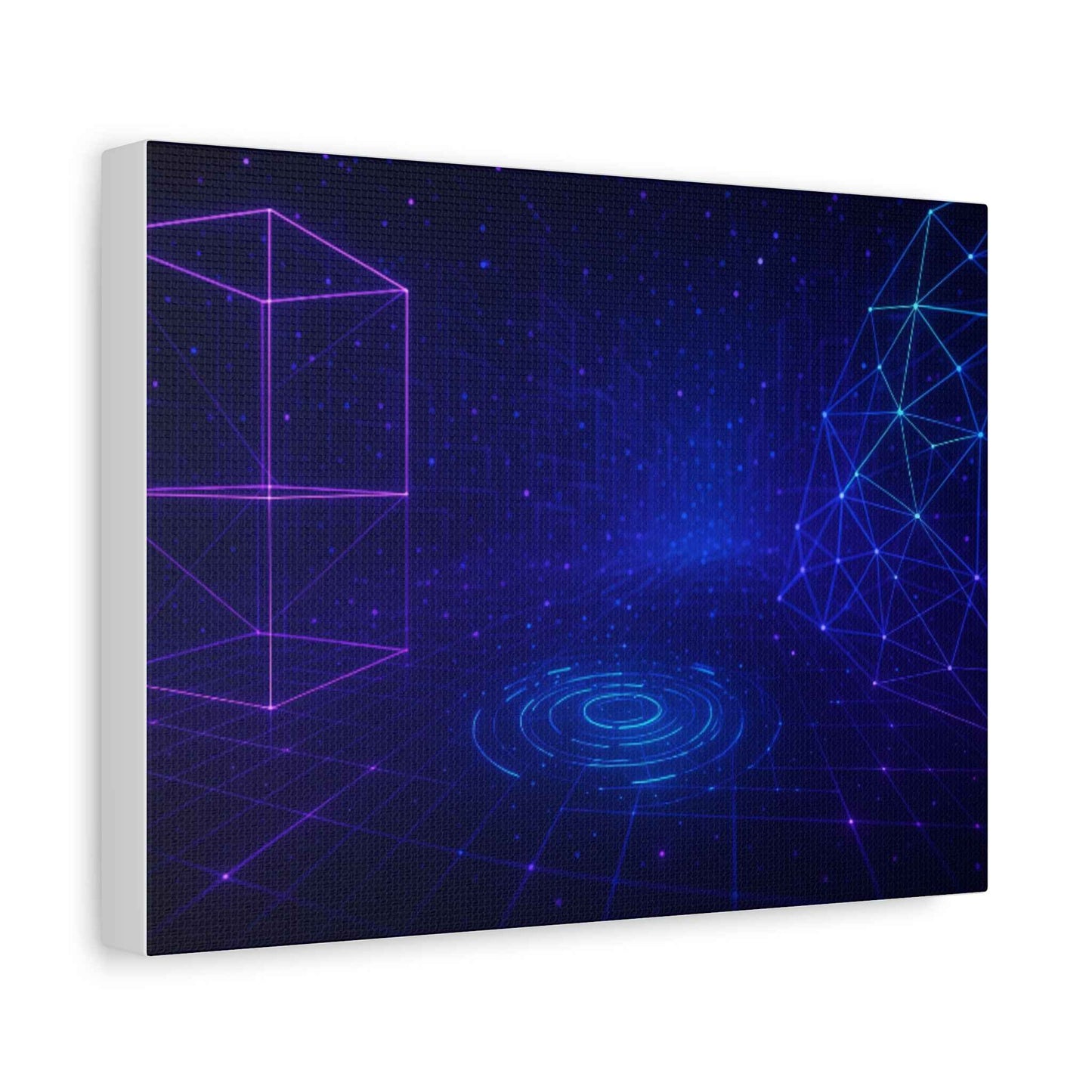 Abstract Geometric Canvas Art, Modern Wall Decor, Digital Art Print, Home Office Decor, Unique Gift for Tech Lovers, Gaming Room Wall Art