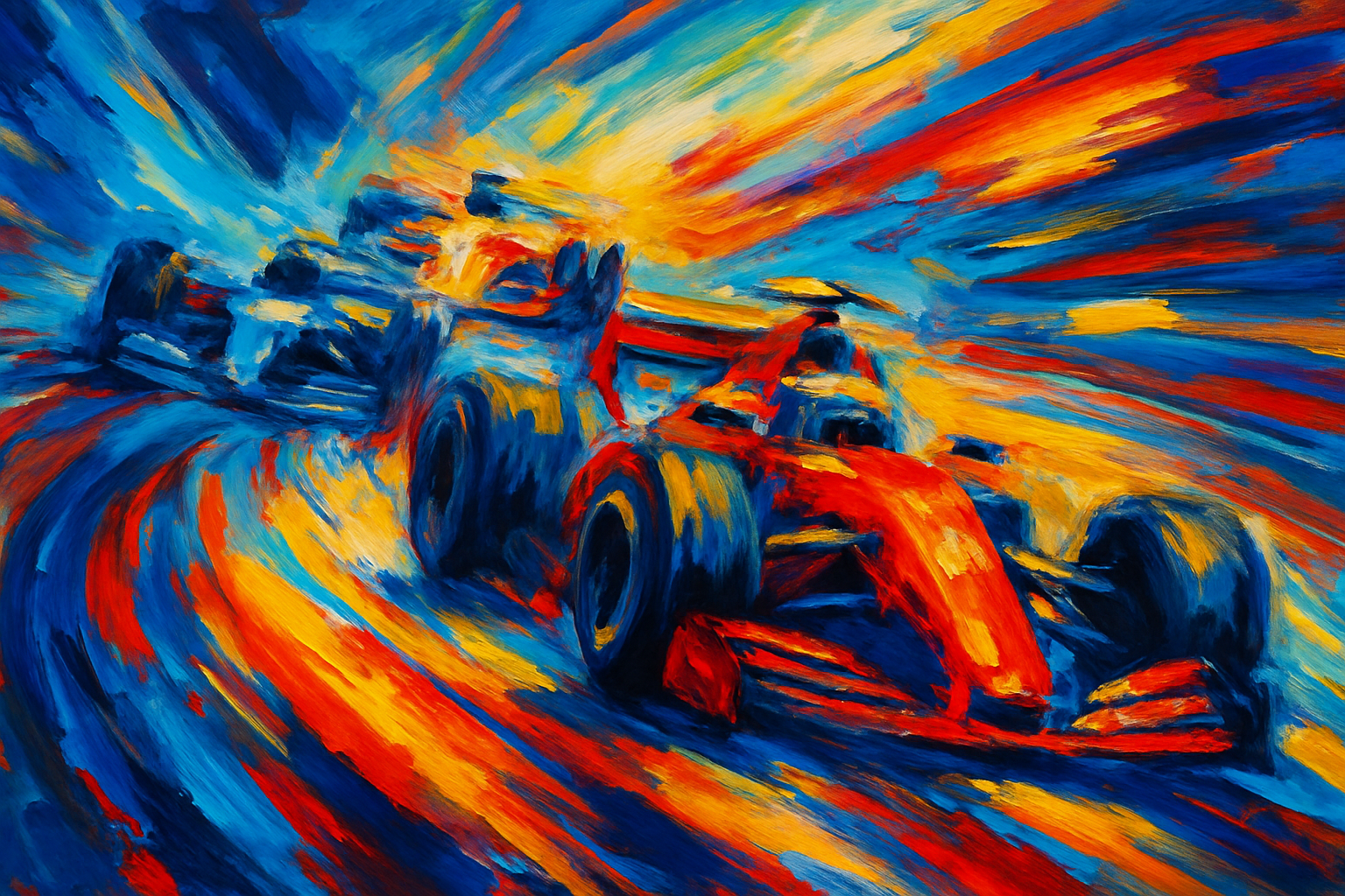 Abstract Racing Cars Art