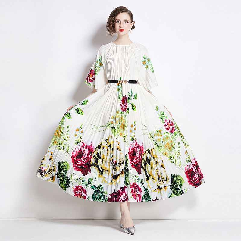 New Artistic Mid-sleeve Crew-neck Dress For Women