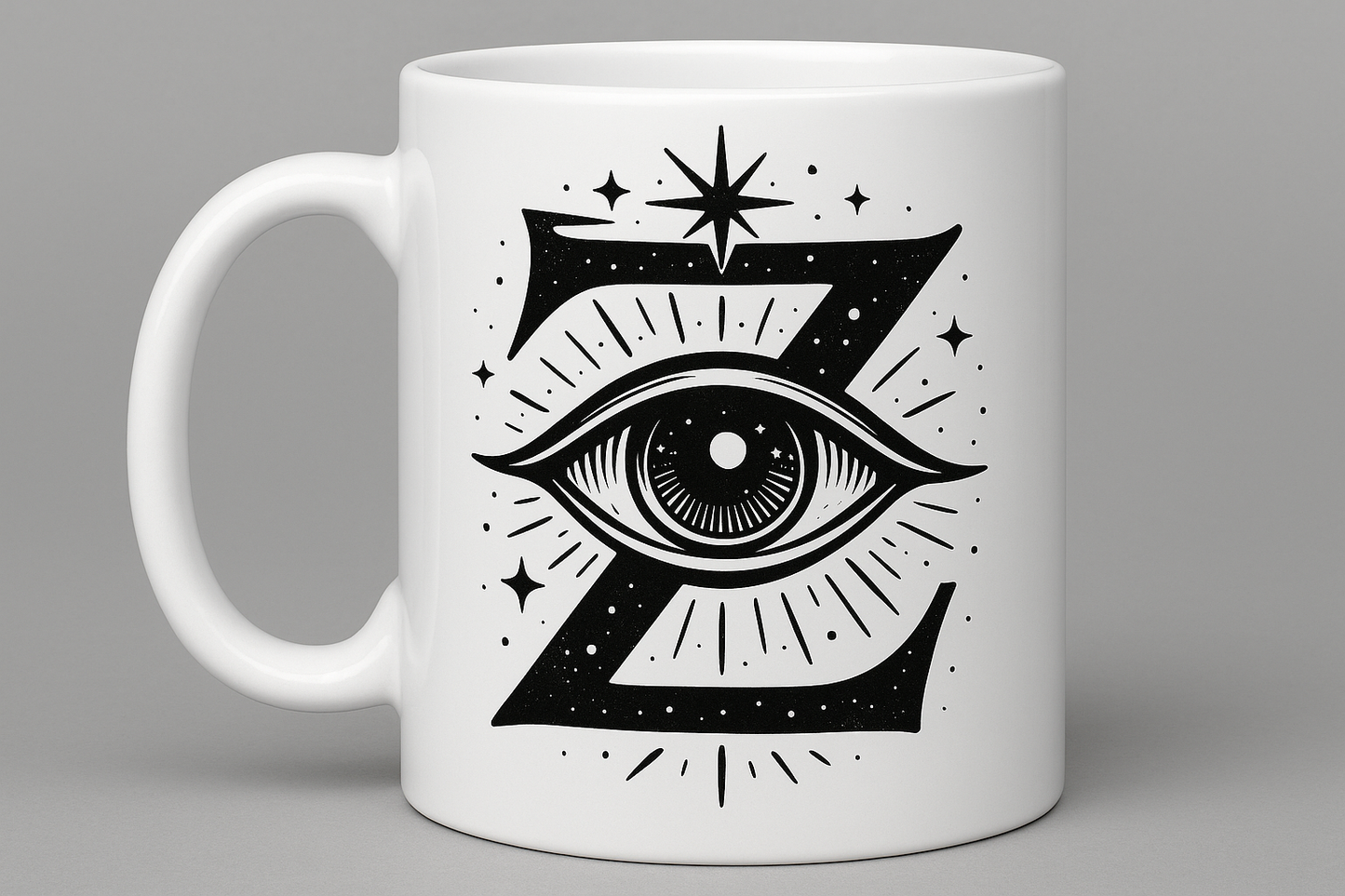 Coffee mug design with the eye of the z