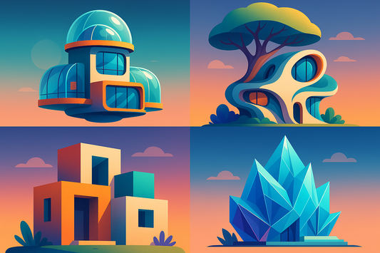 Digital art showcasing unique virtual home designs