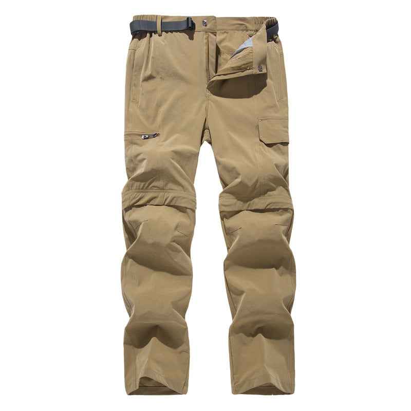 Outdoor Detachable Two-piece Quick Drying Pants With Multiple Pockets For Men, Two Piece Workwear, Elastic Lightweight Hiking Pants