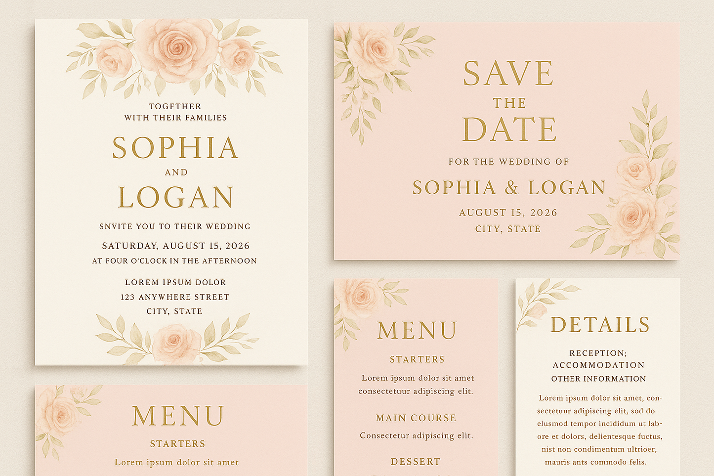 Exclusive wedding & event templates with elegant invitations and romantic celebration designs