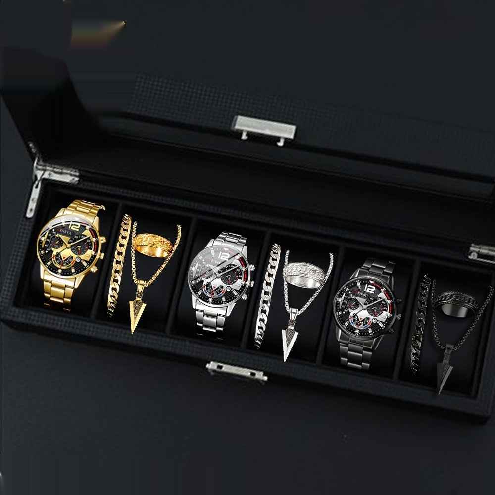 12-set Men's Watches Fashionable Multi-color Assortment Of Quartz Men's Watches