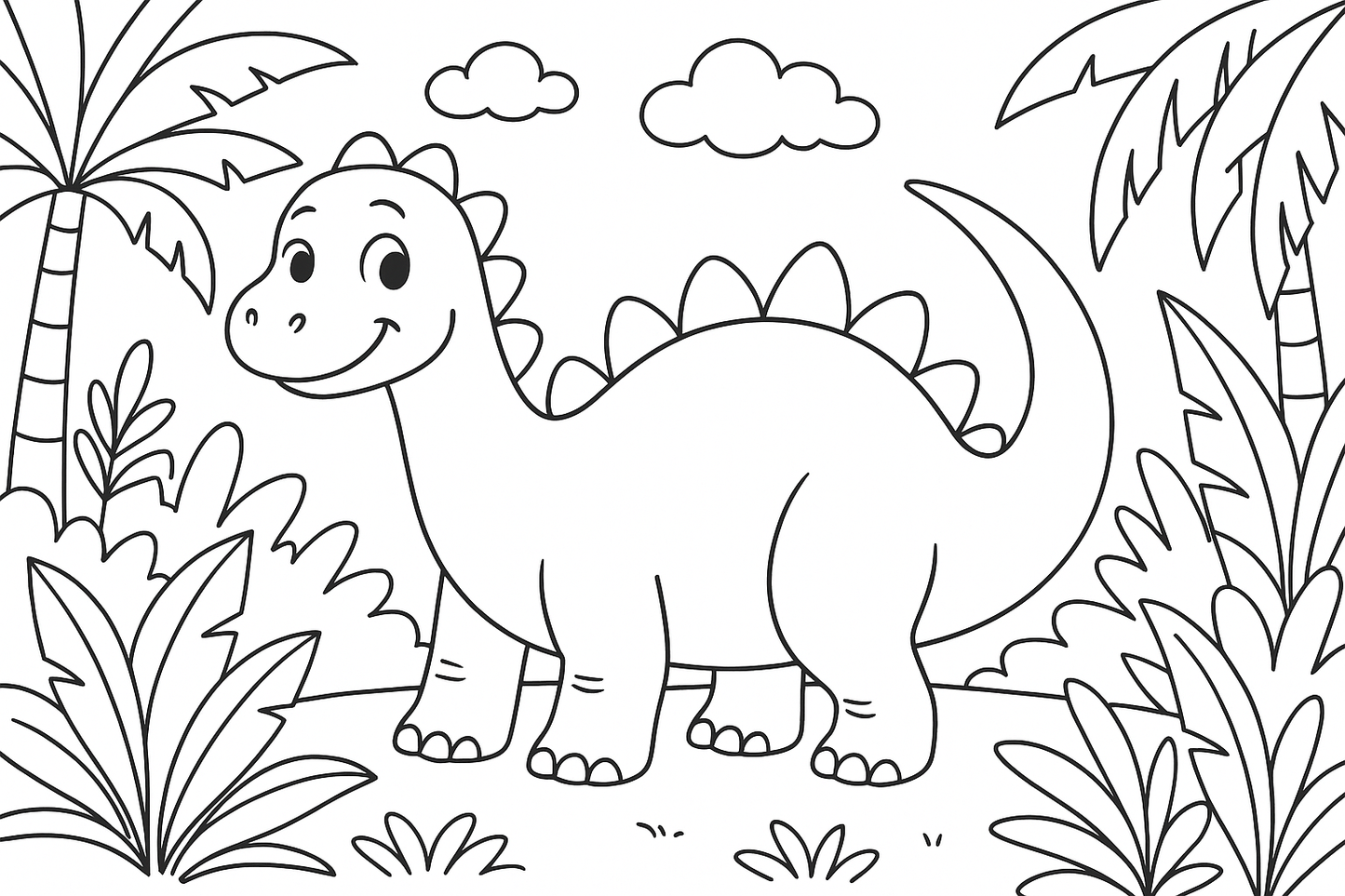 Friendly dinosaur in jungle