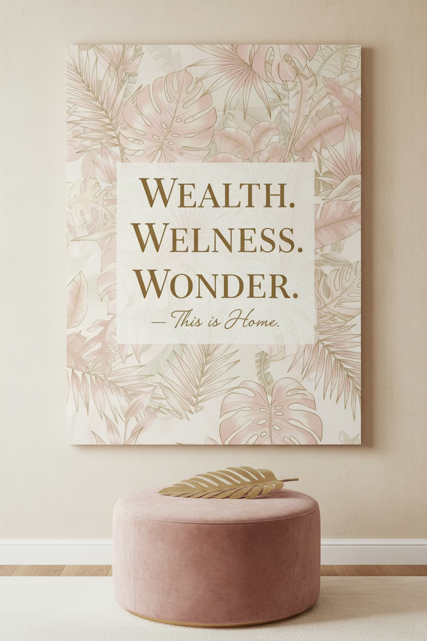 Wealth. Wellness. Wonder. — This is Home. | Dreamy Blush Art Print