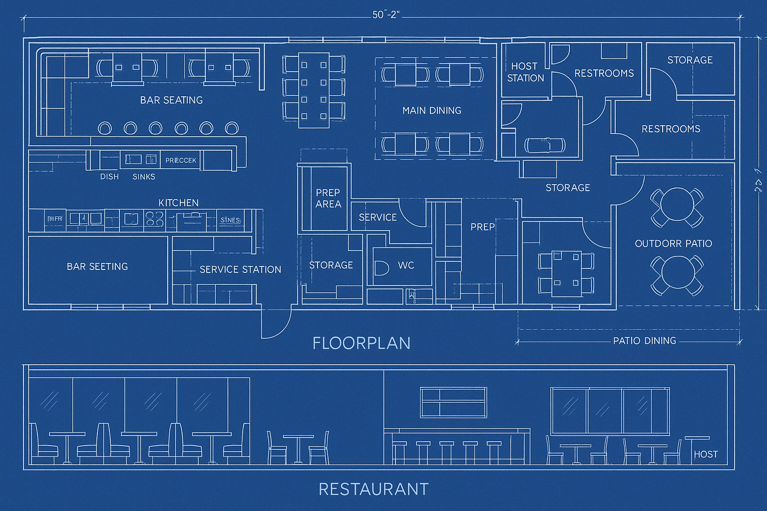 Modern Upscale Restaurant Blueprint