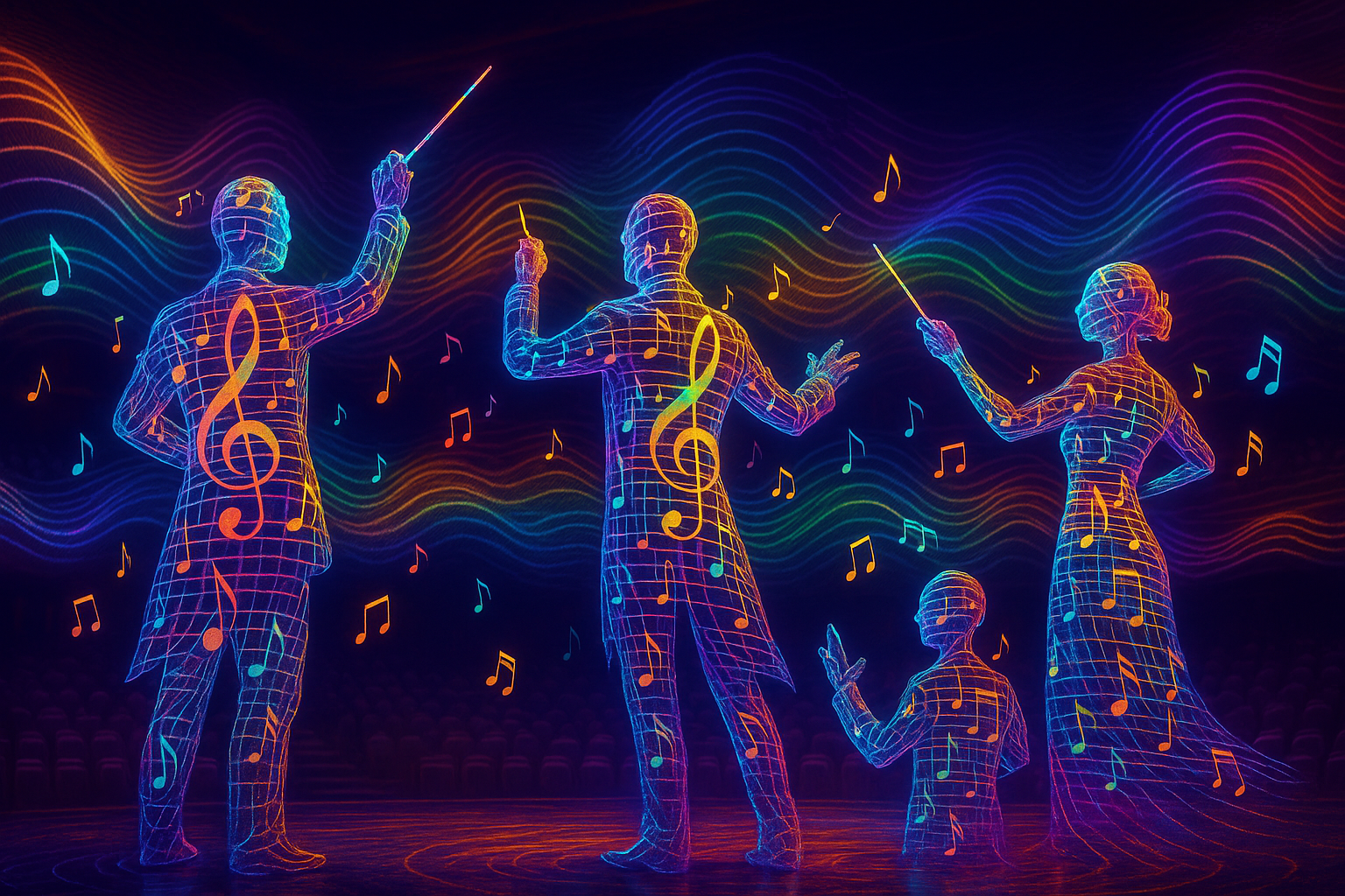 Musical note people in 3D