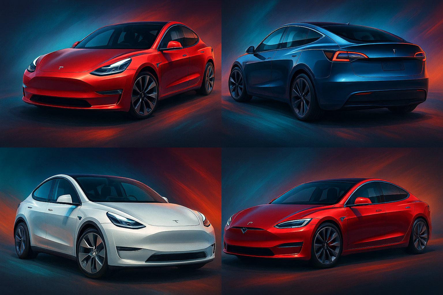 Tesla car digital art collection