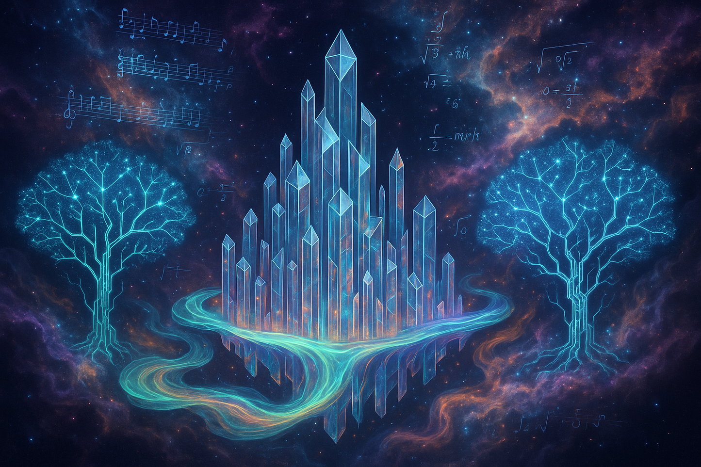 Unique Crystal Nebula City Digital Art