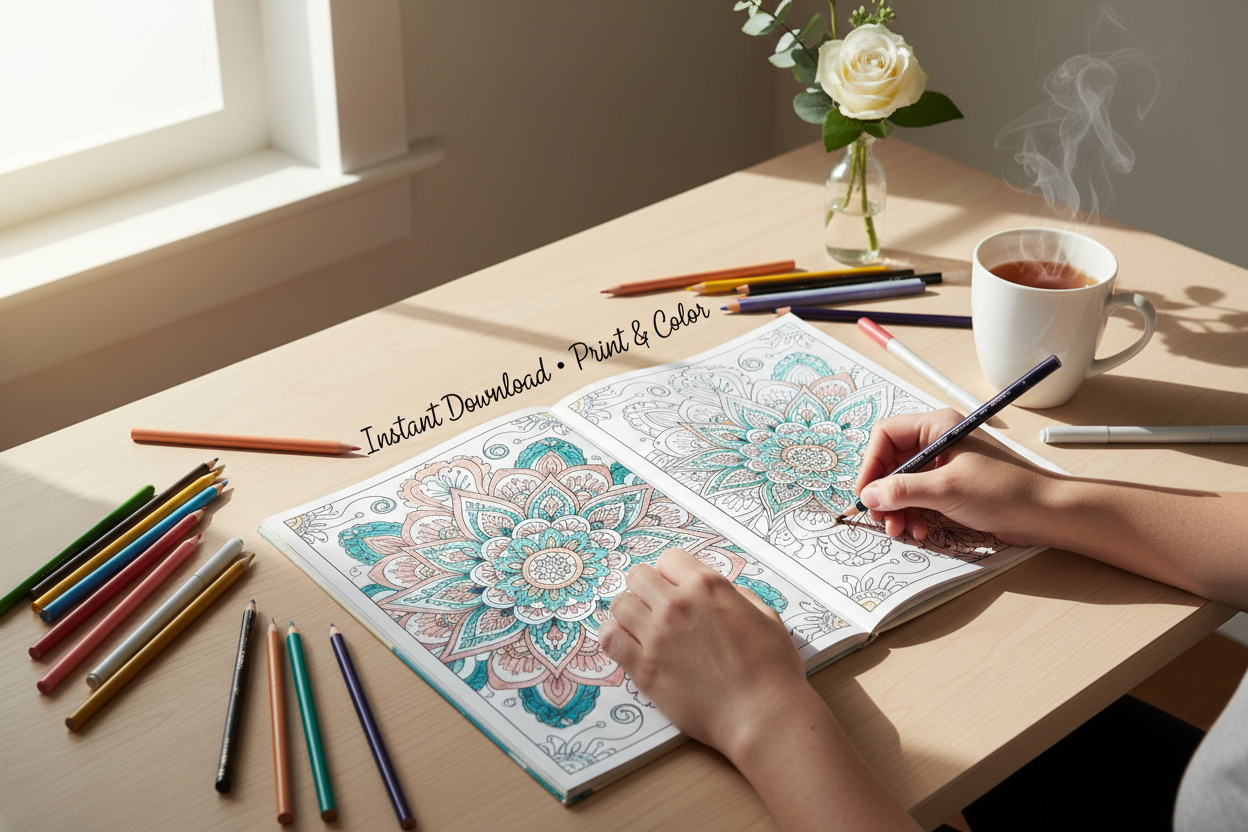 Premium Coloring Book Collection - 50 Pages for Adults & Children