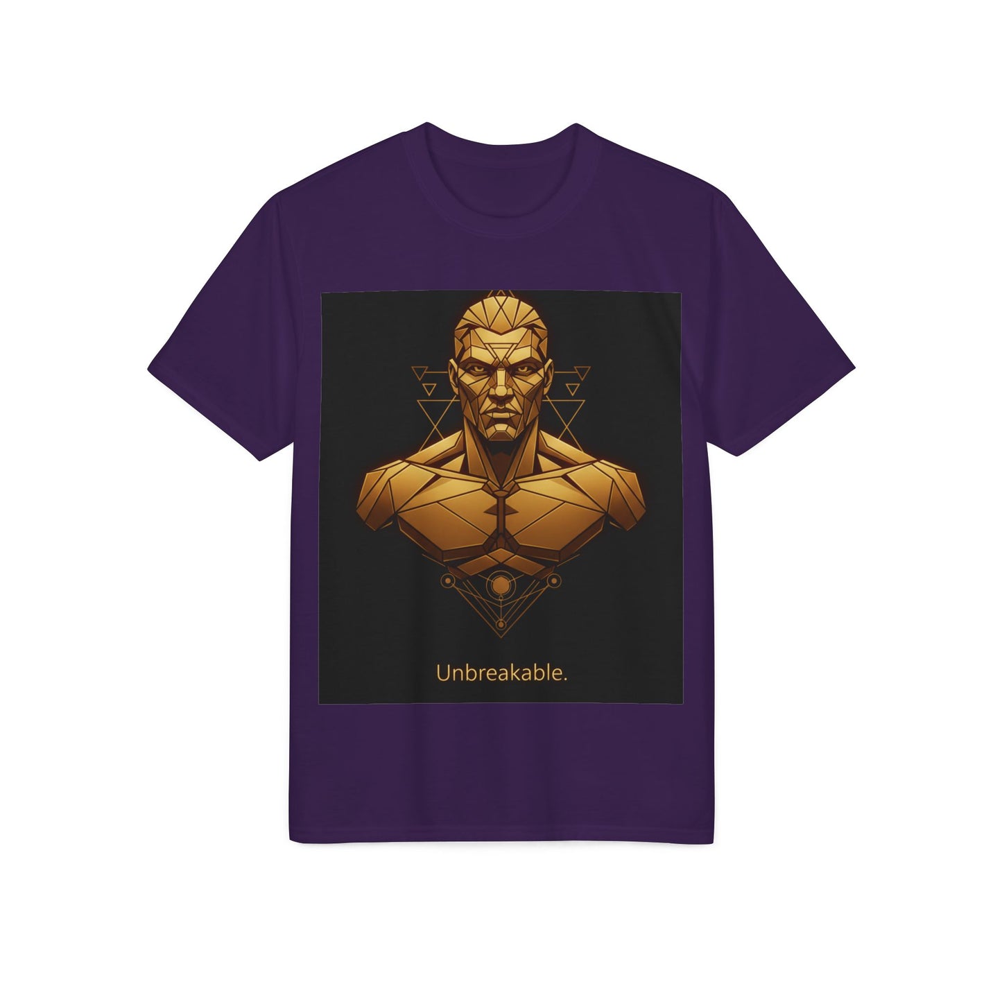 Unbreakable Geometric Warrior T-Shirt — Bold Gold Bust Graphic