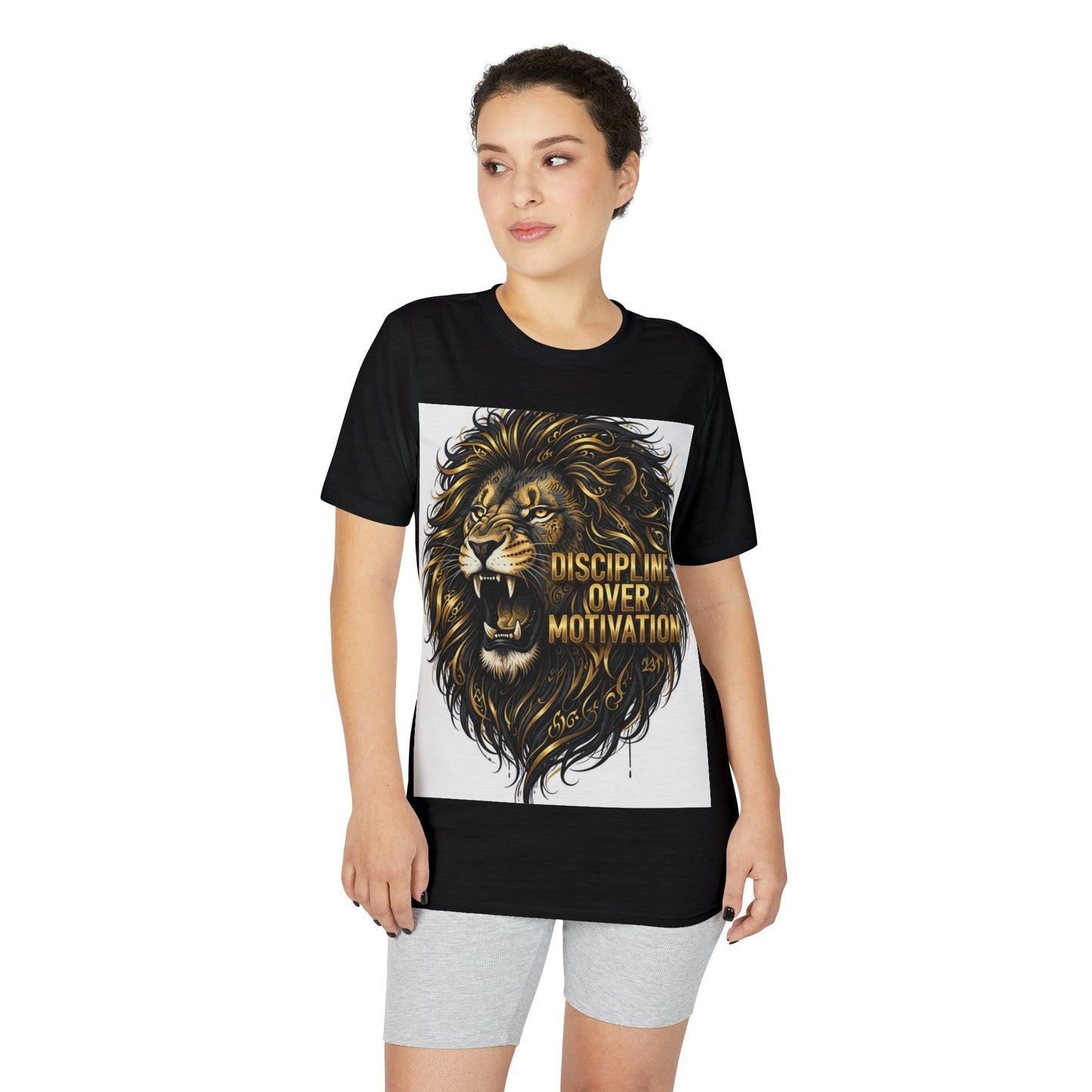 Lion Roar Performance Tee — "Discipline Over Motivation" Motivational Gym Shirt