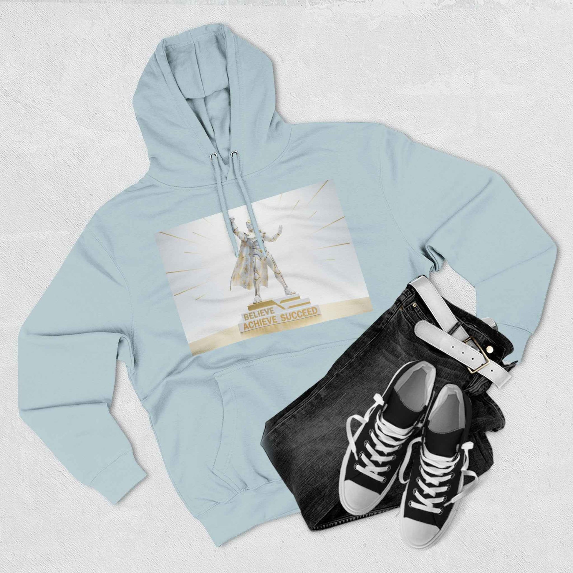 Believe in Success Hoodie — Motivational Angel Graphic Fleece Pullover