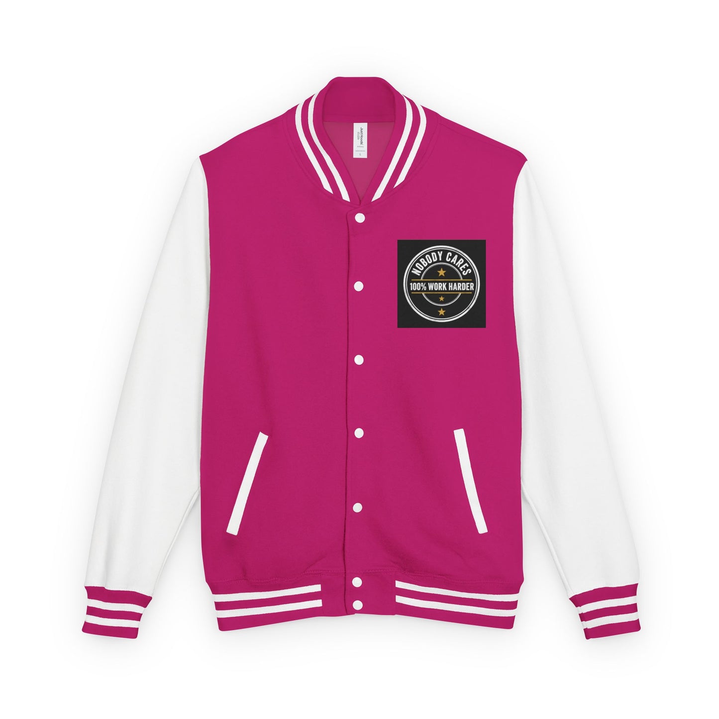 Letterman Jacket — "Nobody Cares, 100% Work Harder" Motivational Varsity Coat