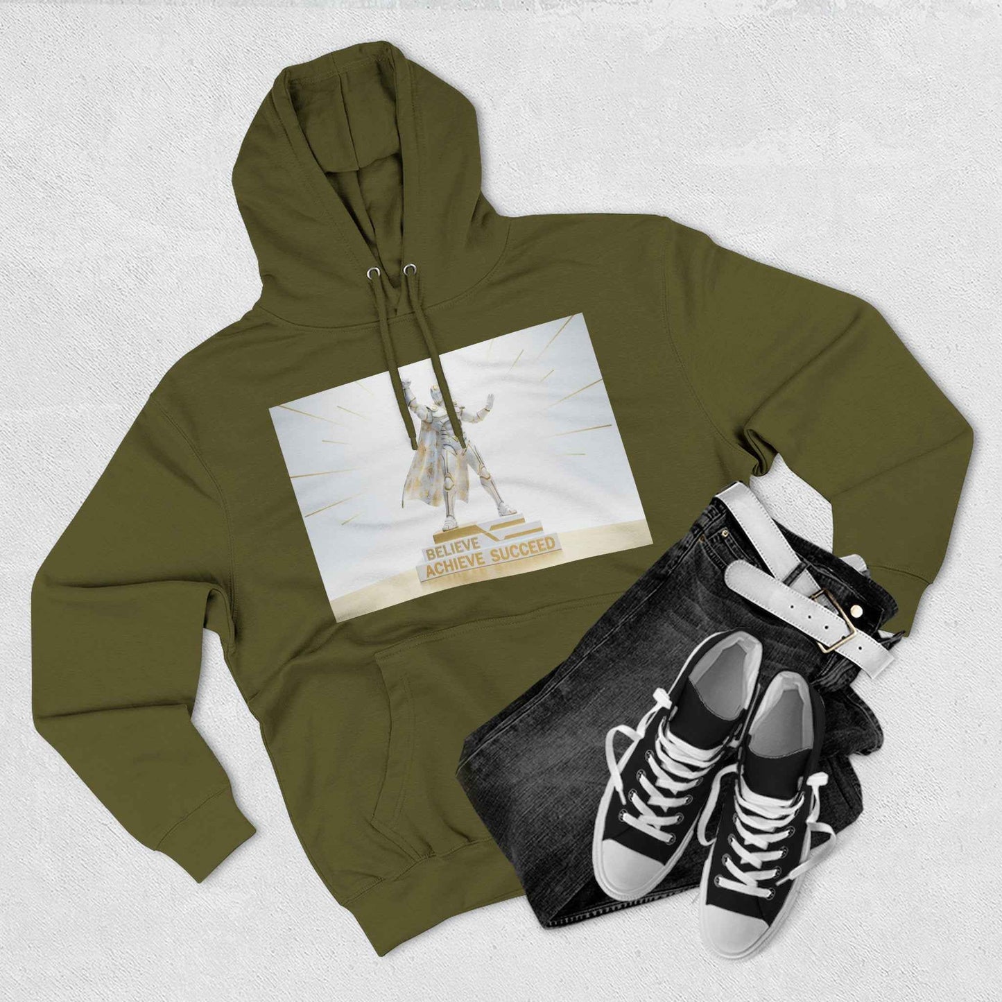 Believe in Success Hoodie — Motivational Angel Graphic Fleece Pullover