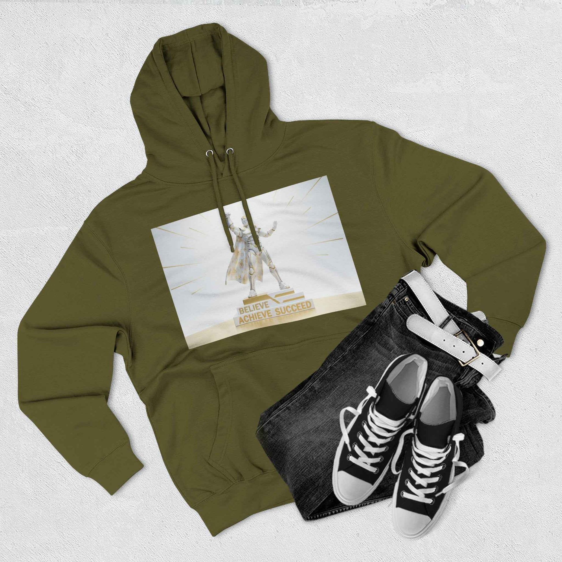 Believe in Success Hoodie — Motivational Angel Graphic Fleece Pullover