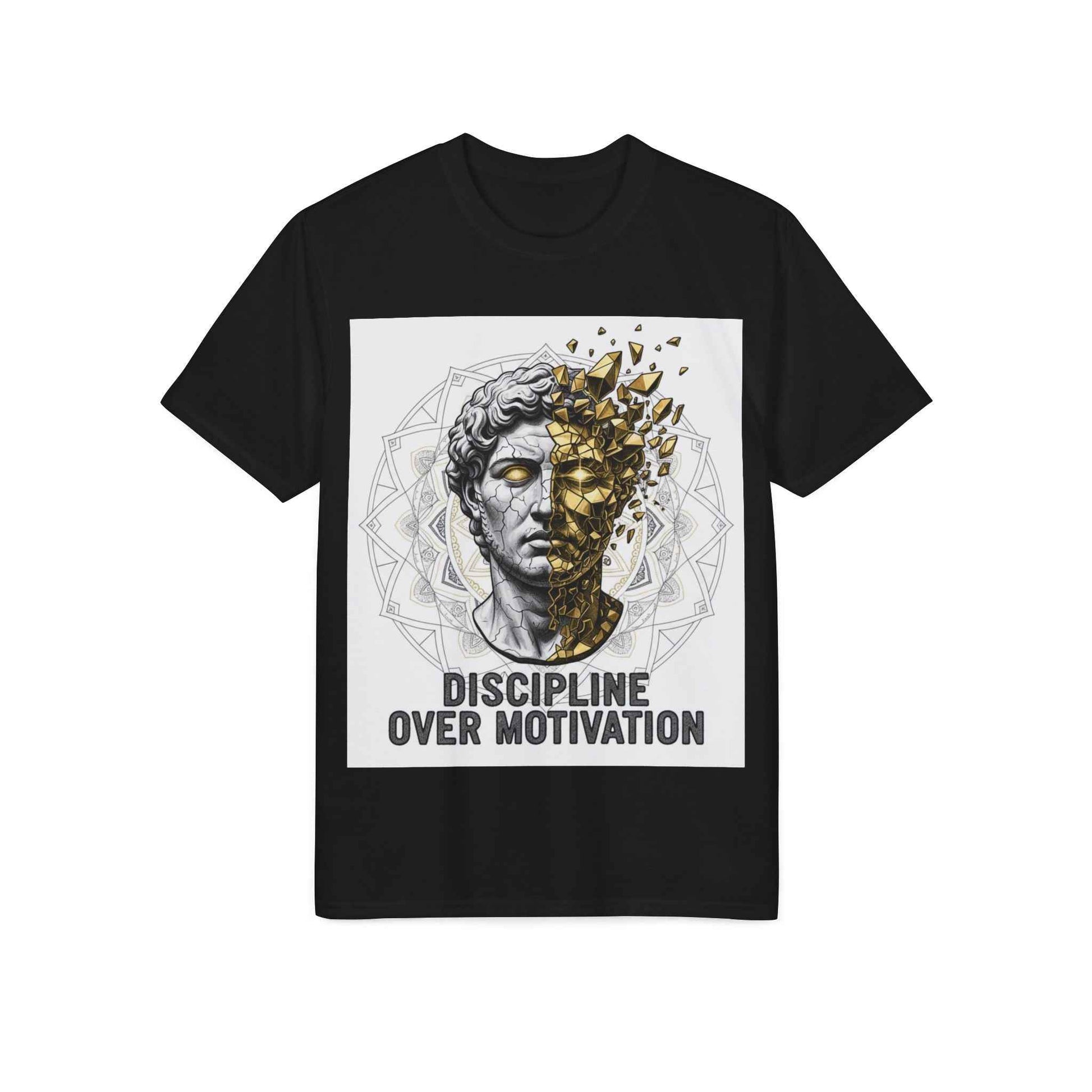 Discipline Over Motivation T-Shirt — Stoic Statue Fitness Tee