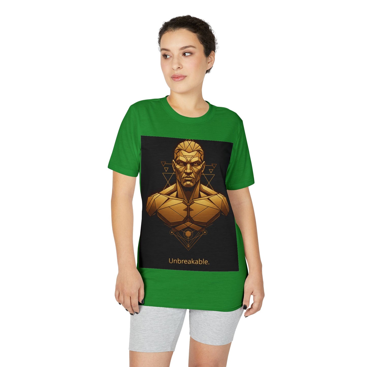Unbreakable Geometric Warrior T-Shirt — Bold Gold Bust Graphic