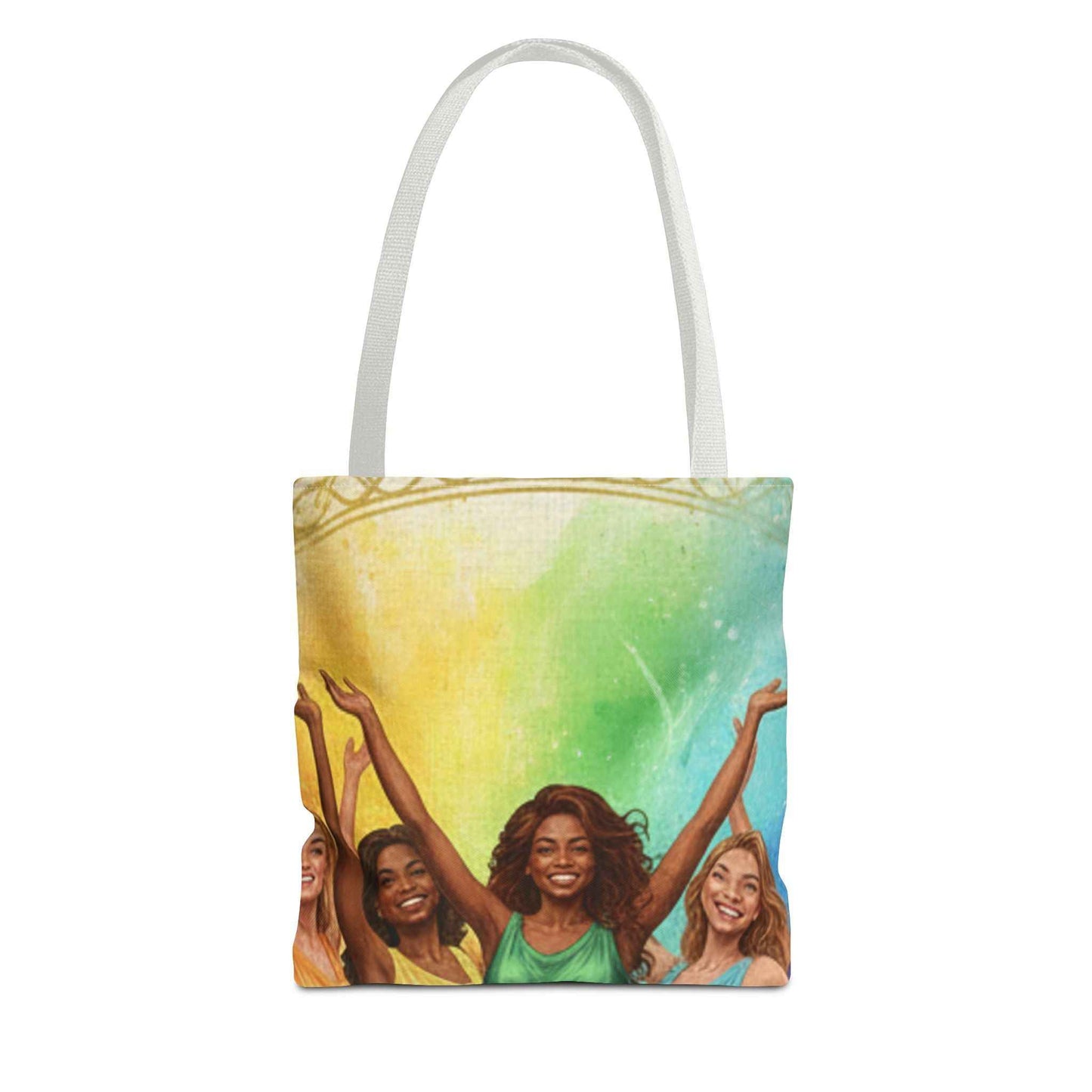 Colorful Celebration Tote Bag — Joyful Women & Rainbow Paint Design