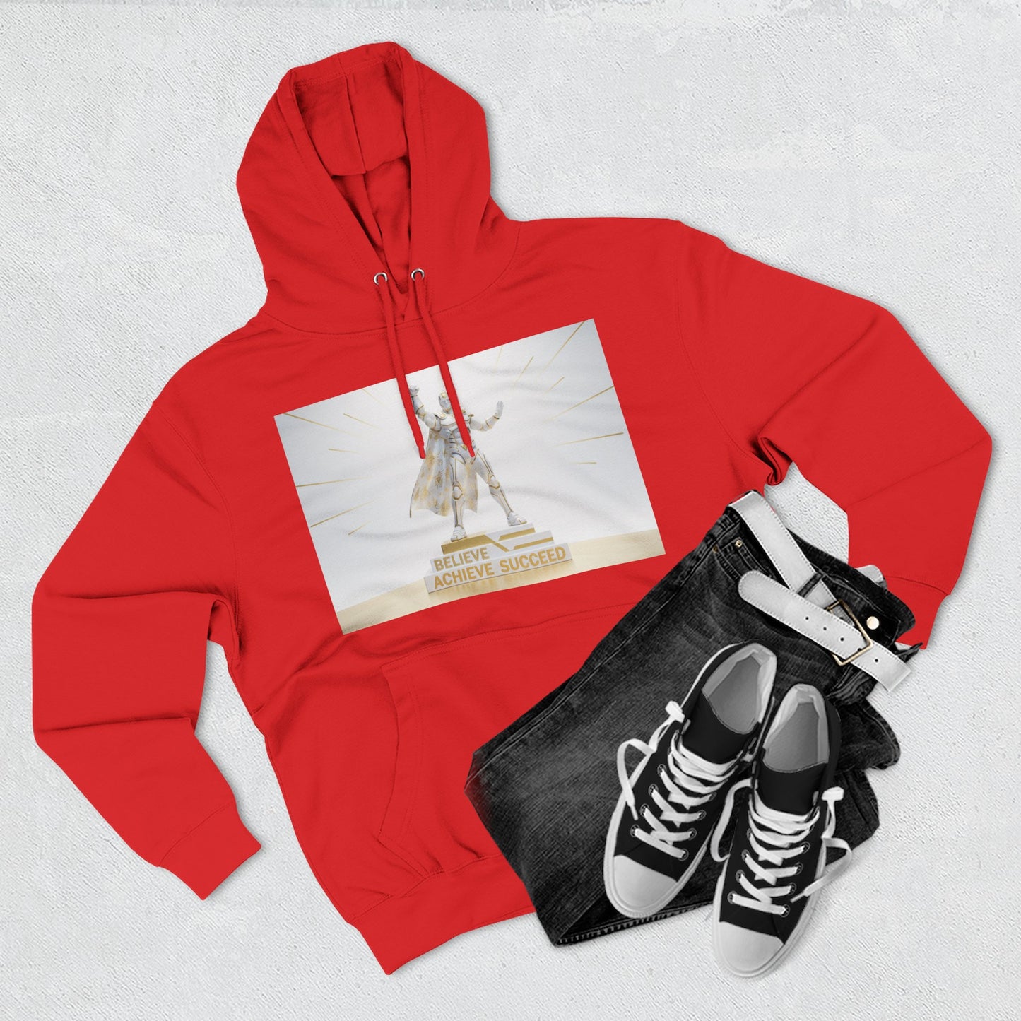 Believe in Success Hoodie — Motivational Angel Graphic Fleece Pullover