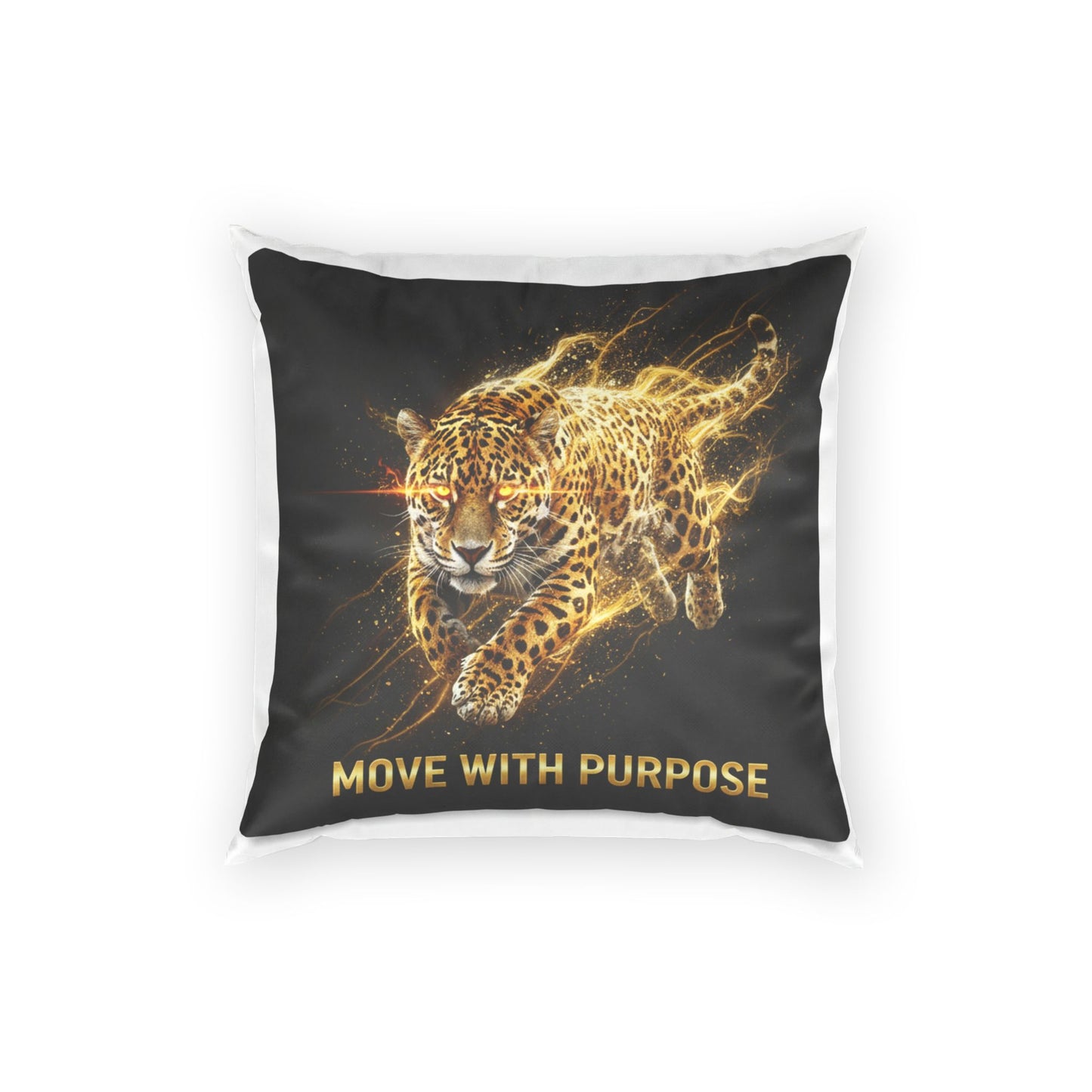 Motivational Cheetah Throw Pillow — "Move With Purpose" Poly Velvet Cushion