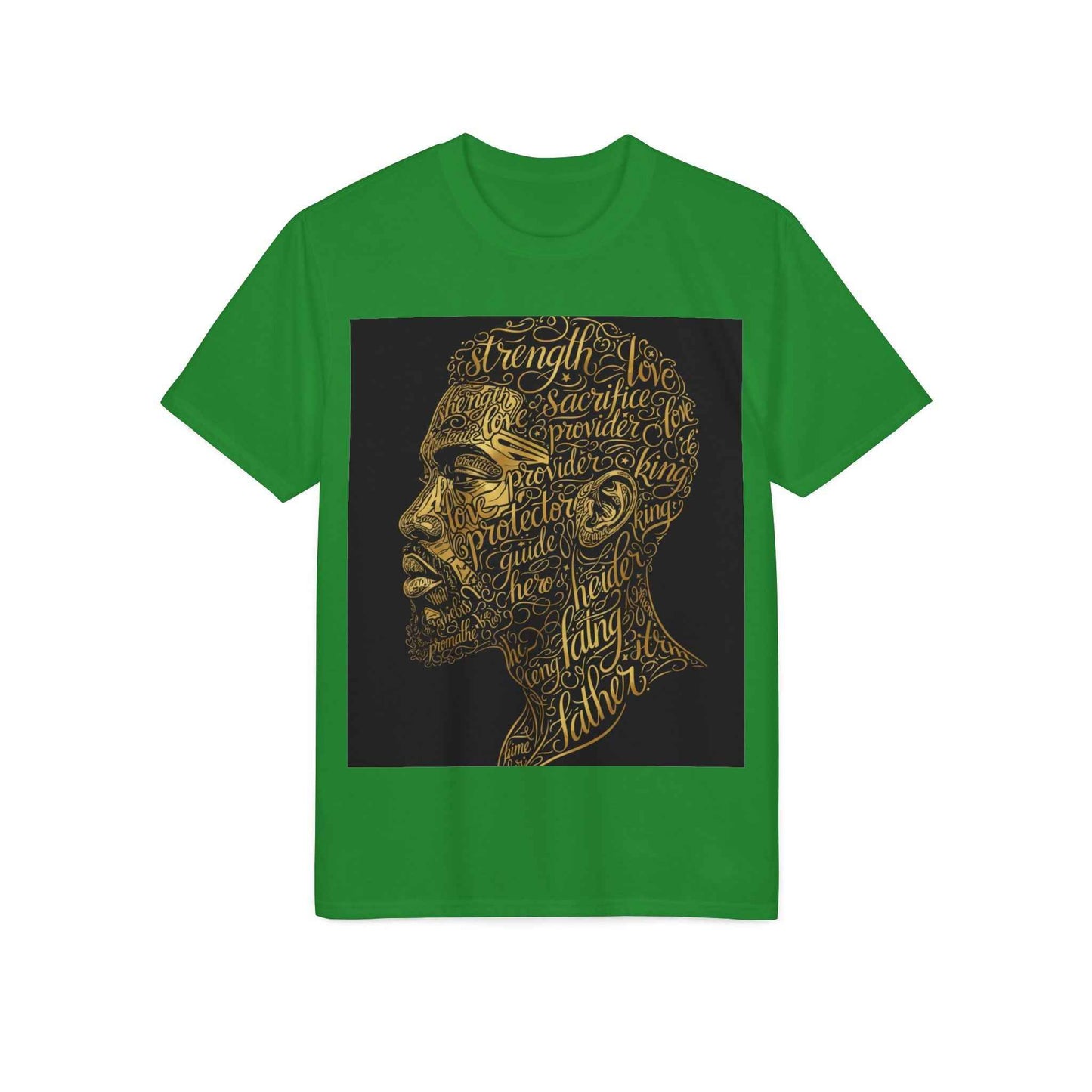 Gold Script Profile T-Shirt — Inspirational Typographic Portrait
