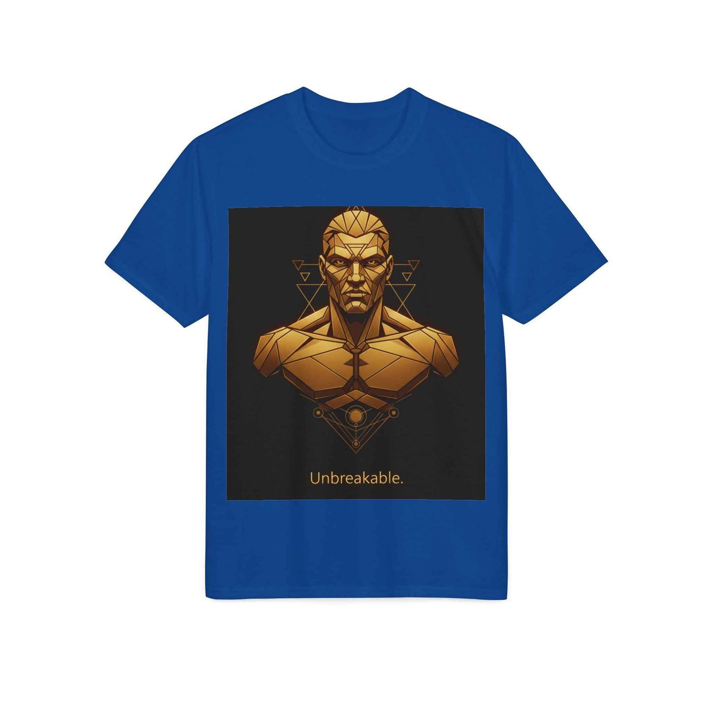 Unbreakable Geometric Warrior T-Shirt — Bold Gold Bust Graphic