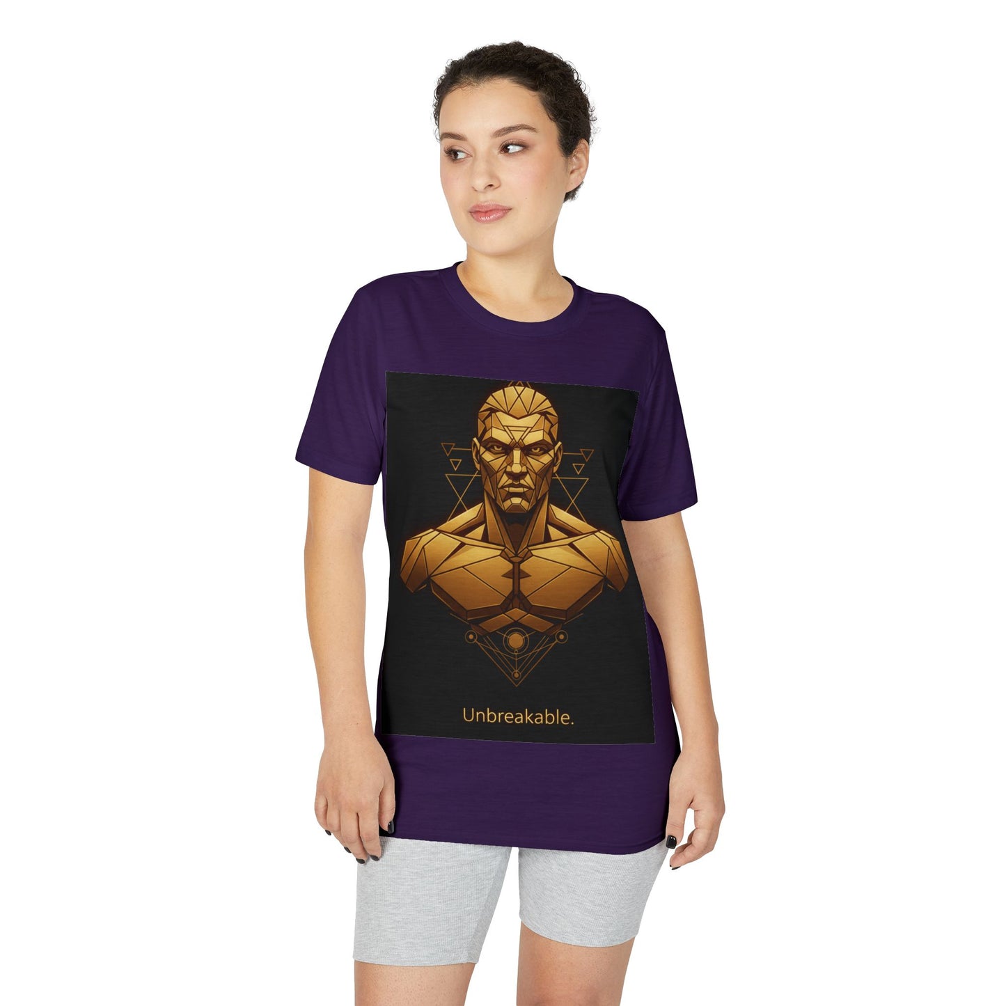 Unbreakable Geometric Warrior T-Shirt — Bold Gold Bust Graphic