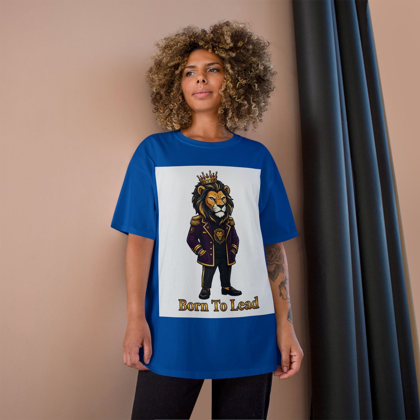 Born To Lead Lion T-Shirt — Regal Crowned Lion Graphic Tee