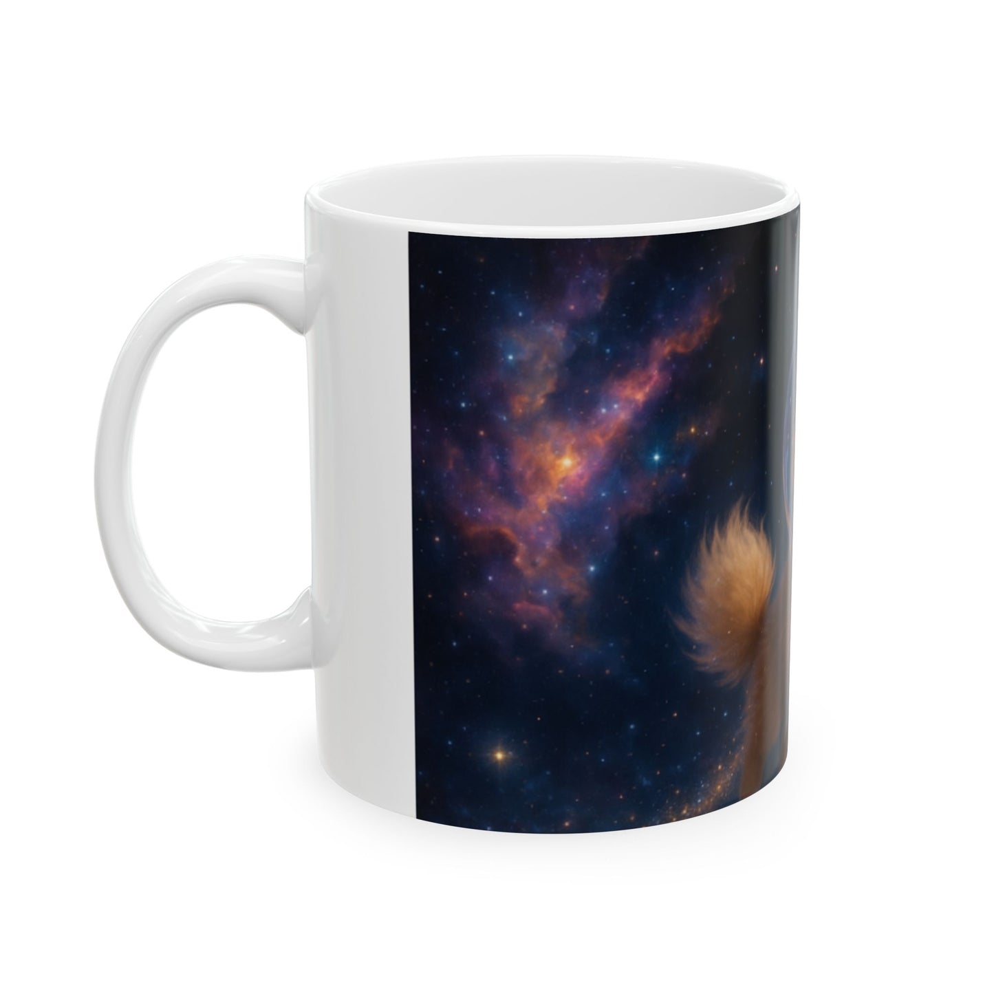 Space Puppy Ceramic Mug - Cute Pet Gift, Dog Lover Cup, Cosmic Coffee Mug, Astronomy Drinkware, Unique Home Decor  Digital Art