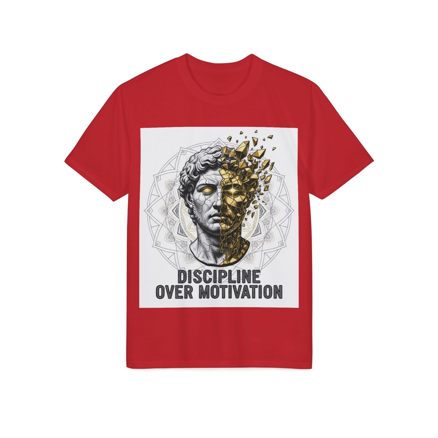 Discipline Over Motivation T-Shirt — Stoic Statue Fitness Tee