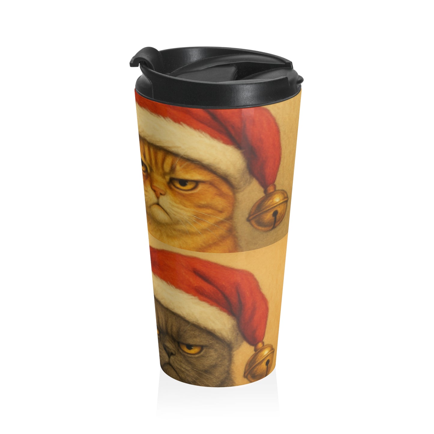 Festive Cat Travel Mug, Christmas Coffee Cup, Holiday Kitty Gift, Unique Travel Mug for Cat Lovers, Funny Pet Mug