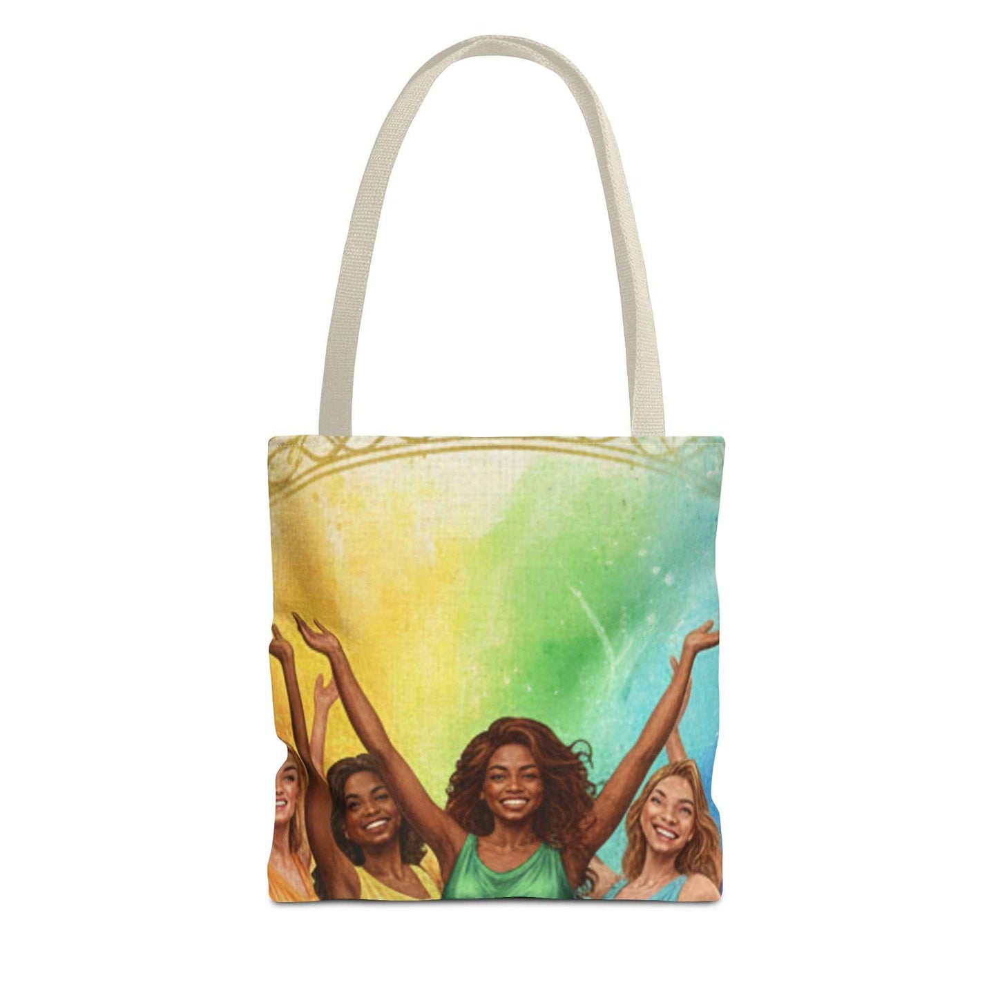 Colorful Celebration Tote Bag — Joyful Women & Rainbow Paint Design