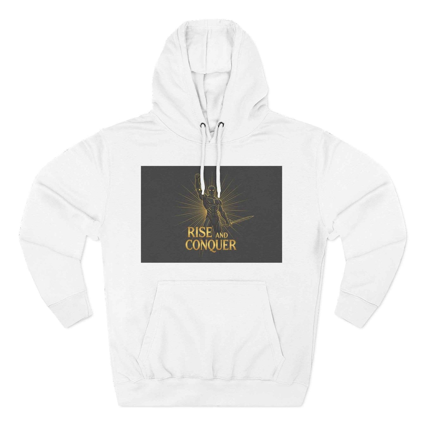 Rise and Conquer Hoodie — Motivational Graphic Fleece Pullover
