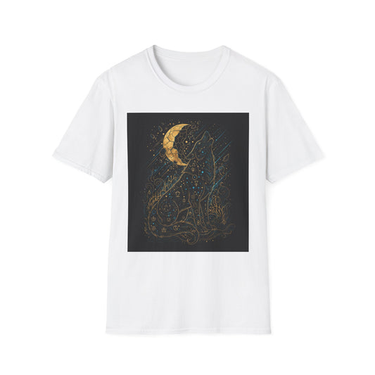 Celestial Cat Moon T-Shirt — Night Sky Constellation Graphic Tee