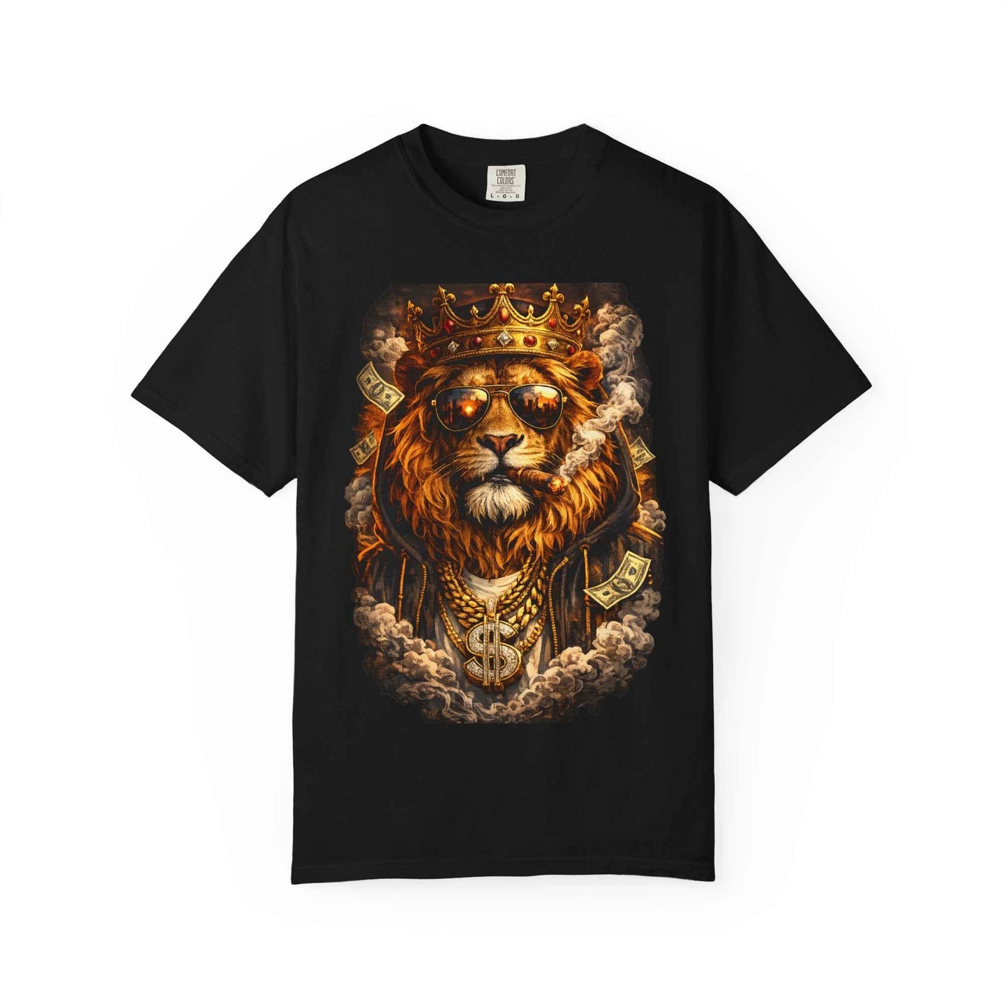Lion King Graphic T-Shirt — Regal Crowned Lion Design