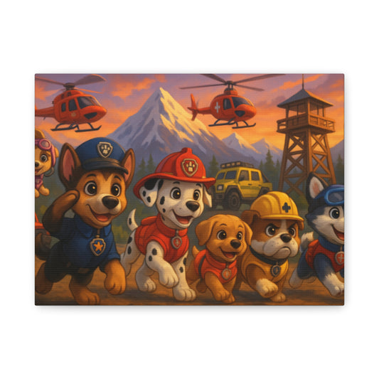 Paw Patrol Adventure Canvas Art, Kids Room Decor, Childrens Wall Art, Playroom Prints, Gift for Dog Lovers
